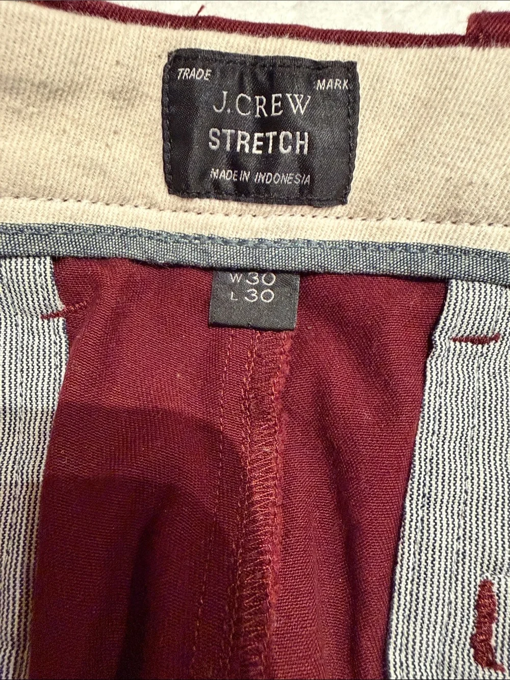 Men's Burgundy Chino Pants J Crew size 30/30